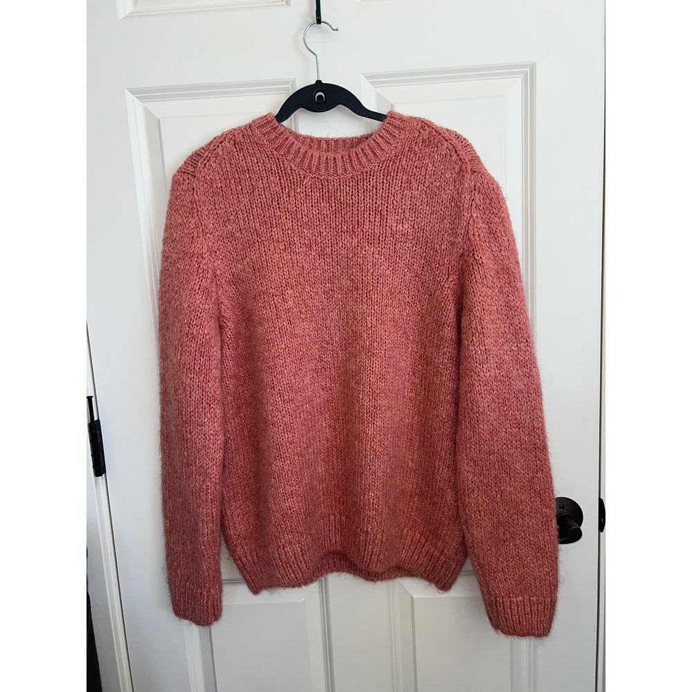 Zara Man Coral Wool Blend Knit Pullover Long Sleeve Sweater Size Large